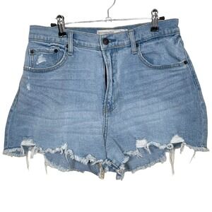 Abercrombie & Fitch High Rise Curve Love Distressed Denim Shorts Size 29